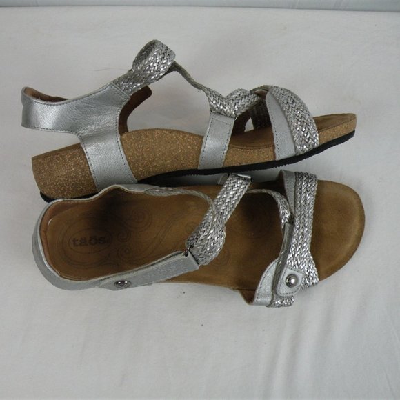 Taos Footwear | Shoes | Taos Trulie Silver Braided Leather Sandals 4 1 105 | Poshmark